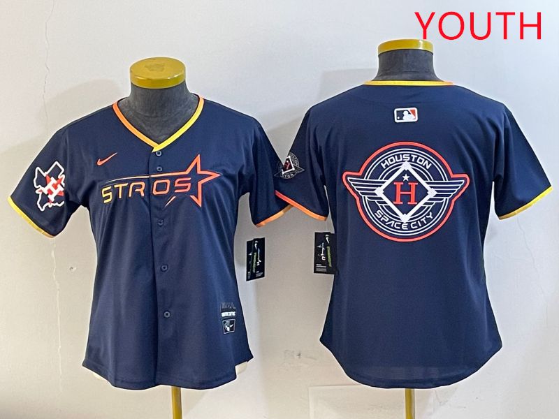 Youth Houston Astros Blank Drak Blue Three generations Joint Name 2025 Nike MLB Jersey style 27